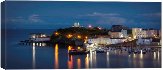 Tenby Harbour at Night Canvas Print by Tim Hill