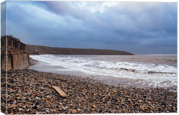 Moody Seascape at Filey Brigg Canvas Print by Tim Hill