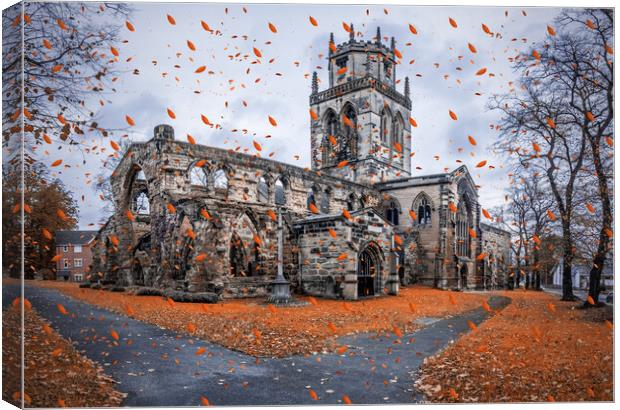 Pontefract All Saints Church, Autumn Fantasy Canvas Print by Tim Hill