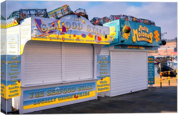 Scarborough Seafood Stall Canvas Print by Tim Hill
