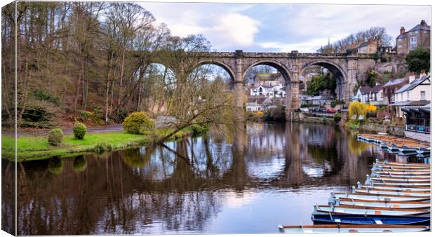 Knaresborough Waterfront Rowing Boats Canvas Print by Tim Hill