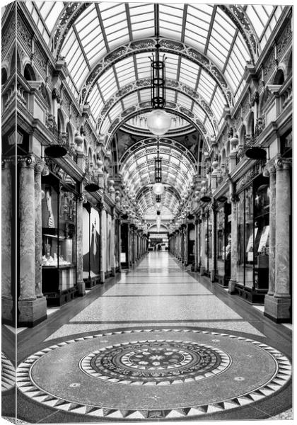 Leeds County Arcade Black and White Canvas Print by Tim Hill