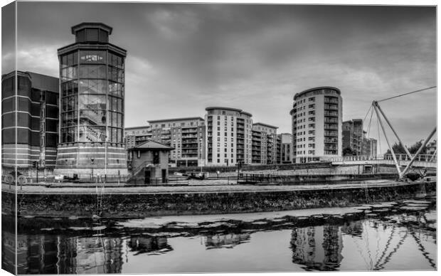 Leeds River Aire Black and White Canvas Print by Tim Hill