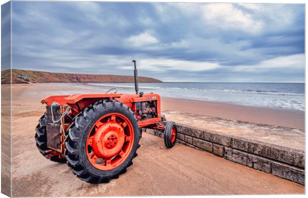 Filey Nuffield Beach Tractor Canvas Print by Tim Hill