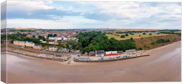 Filey Aerial Panoramic Canvas Print by Tim Hill