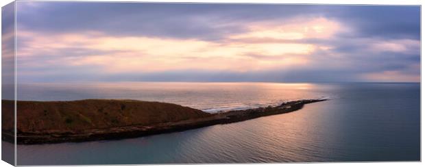 Filey Brigg Aerial Panoramic Canvas Print by Tim Hill