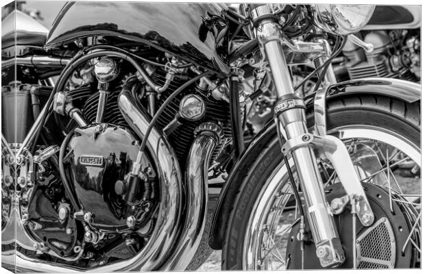 Vincent Motorcycle Black and White Canvas Print by Tim Hill