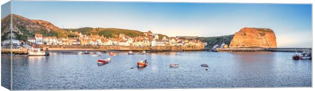 Staithes Harbour Panoramic Canvas Print by Tim Hill