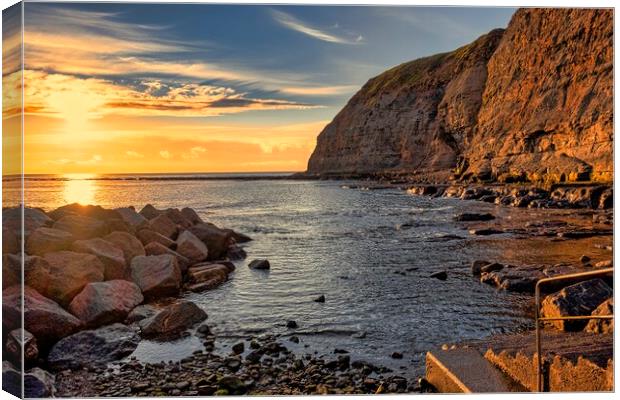 Whitby East Cliff Sunrise Canvas Print by Tim Hill