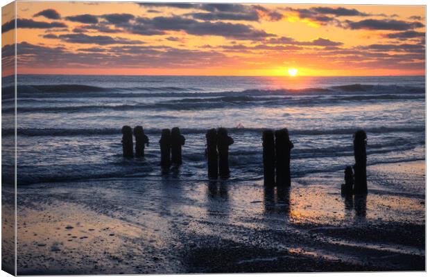 Silhouette of Sandsend Sunrise Canvas Print by Tim Hill
