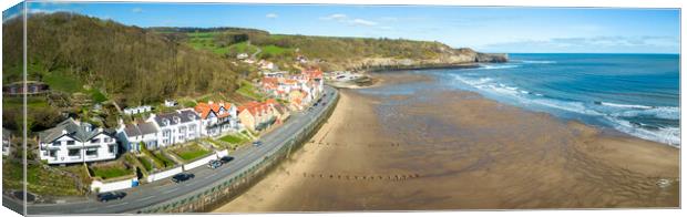 Sandsend Aerial Panoramic Canvas Print by Tim Hill