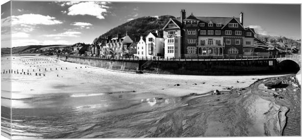 Sandsend Seafront Black and White Canvas Print by Tim Hill