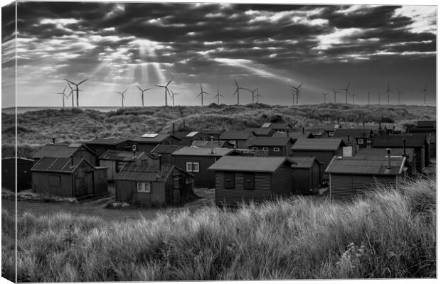 South Gare Fishermans Beach huts Canvas Print by Tim Hill
