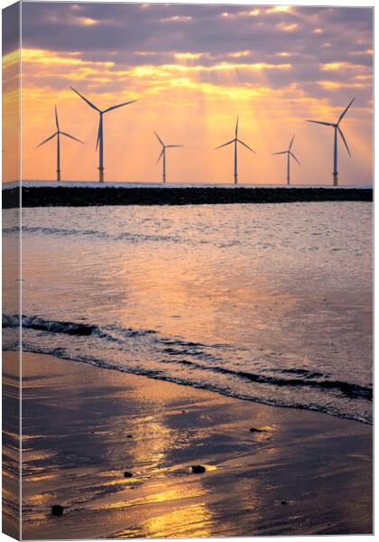 Golden Hour: Redcar Beach South Gare Canvas Print by Tim Hill