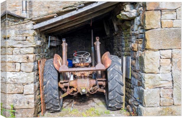 Rusty Vintage Tractor: Muker Village Swaledale Canvas Print by Tim Hill