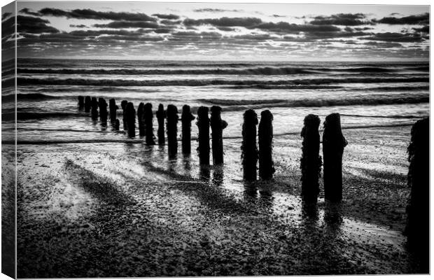 Sandsend Seascape Black and White Canvas Print by Tim Hill