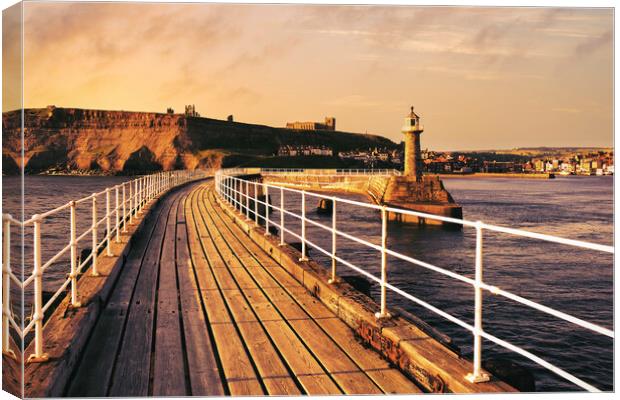 Whitby East Pier Extension at Sunrise Canvas Print by Tim Hill