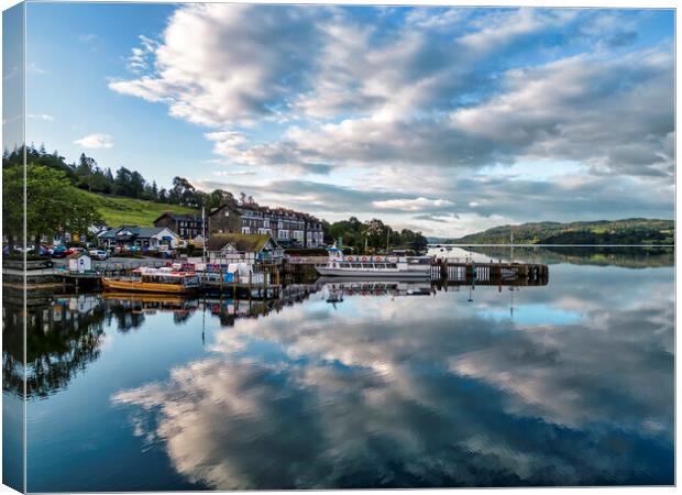 Ambleside Waterfront Reflections: Lake Windermere Canvas Print by Tim Hill
