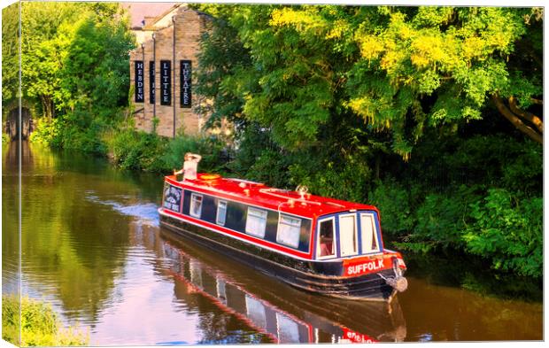 Hebden Bridge Canal Boat Canvas Print by Tim Hill
