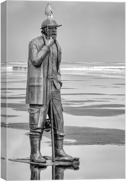 Filey Fisherman Sculpture Art Canvas Print by Tim Hill