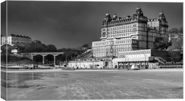 Scarborough Grand Hotel Black and White Canvas Print by Tim Hill