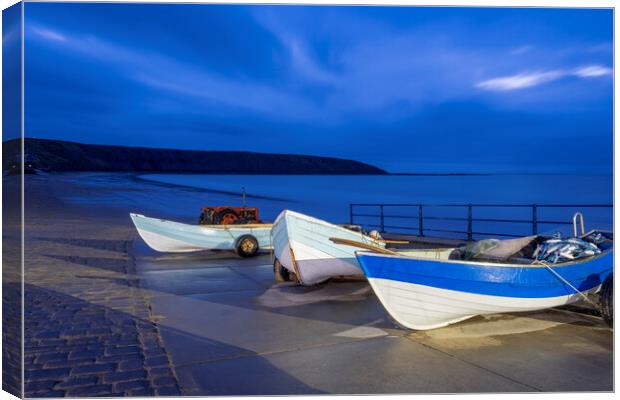 Filey Cobble Boat Ramp at Blue Hour Canvas Print by Tim Hill