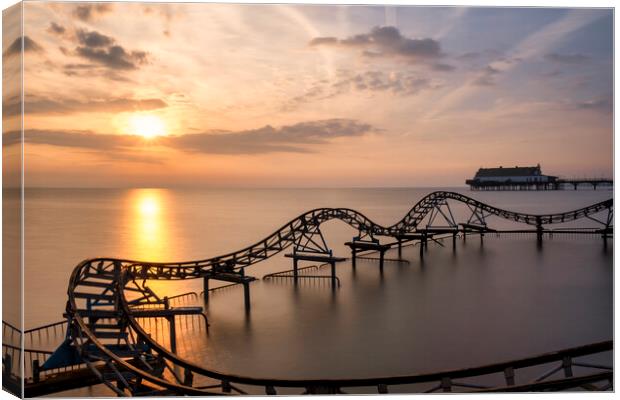 Cleethorpes Beach Roller Coaster at Sunrise Canvas Print by Tim Hill