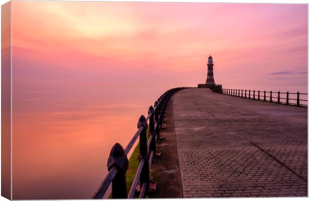 Roker Pier Sunrise: Haway The Lads Canvas Print by Tim Hill