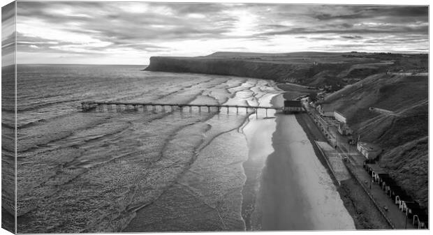 Saltburn Black and White: Hunt Cliff Canvas Print by Tim Hill