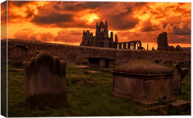 Whitby Abbey Graveyard Canvas Print by Tim Hill