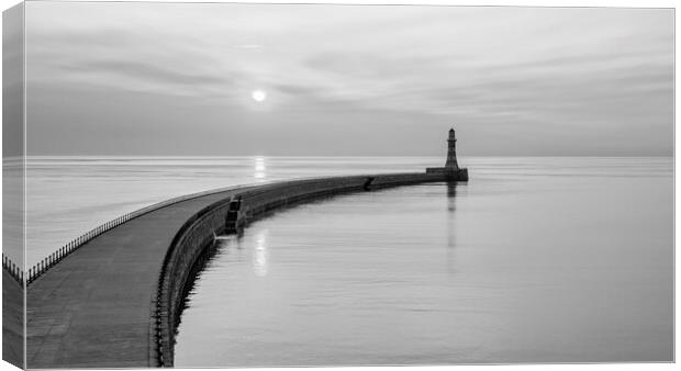 Roker Pier Black and White Canvas Print by Tim Hill