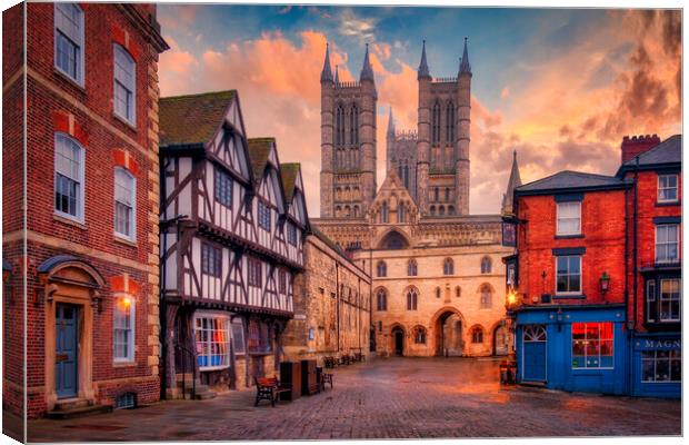 Lincoln Market Square and Cathedral Canvas Print by Tim Hill