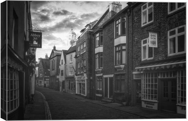 Whitby Shambles Black and White Canvas Print by Tim Hill