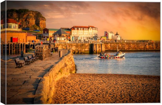 Whitby Fishing Boat at Sunrise Canvas Print by Tim Hill