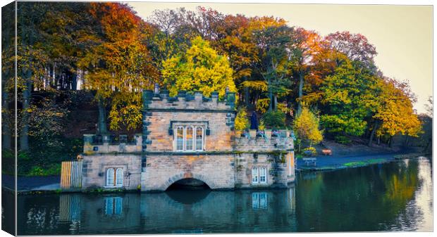 Newmillerdam Boathouse: Autumn Colours Canvas Print by Tim Hill