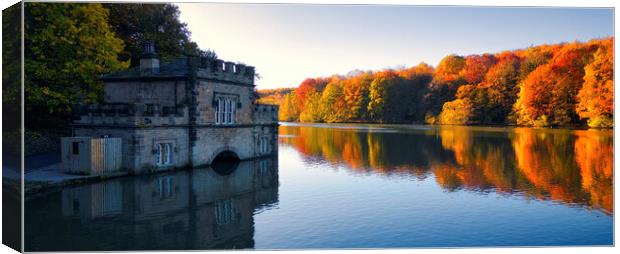 Newmillerdam Boathouse: Autumn Panoramic Canvas Print by Tim Hill