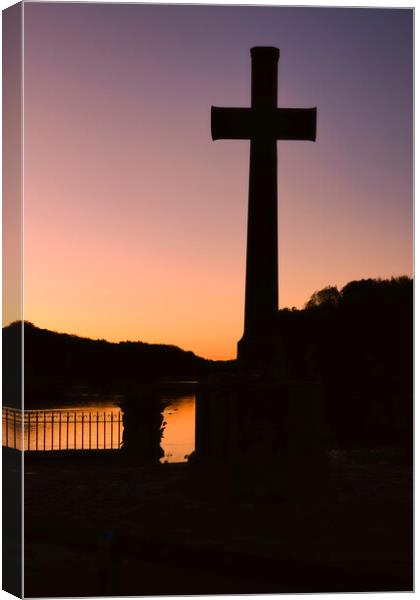 Newmillerdam War Memorial Silhouette Canvas Print by Tim Hill