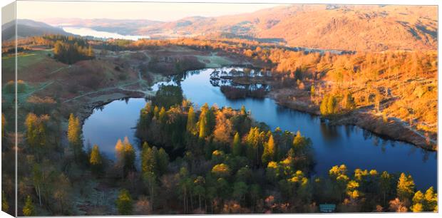 Tarn Hows to Coniston Water Canvas Print by Tim Hill