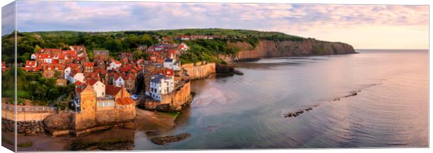 Robin Hood's Bay Aerial Panoramic Canvas Print by Tim Hill