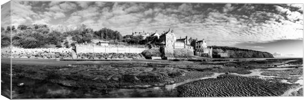 Robin Hood's Bay Black and White Panoramic Canvas Print by Tim Hill