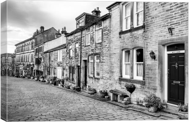 Haworth Main Street Black and White Canvas Print by Tim Hill