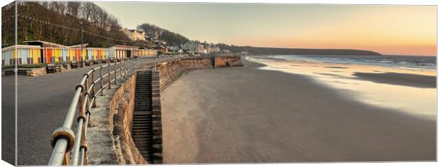 Filey Beach Huts Panoramic Canvas Print by Tim Hill