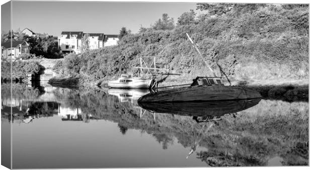 Abersoch Boat Yard Black and White Canvas Print by Tim Hill