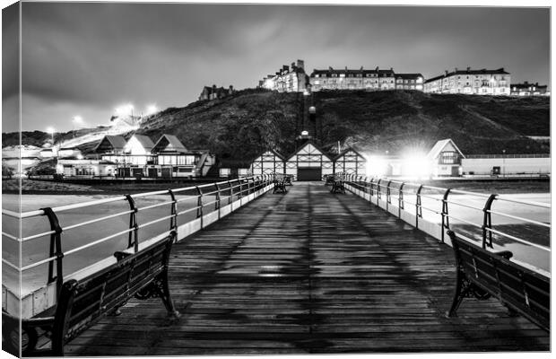 Saltburn by the Sea Black and White Canvas Print by Tim Hill