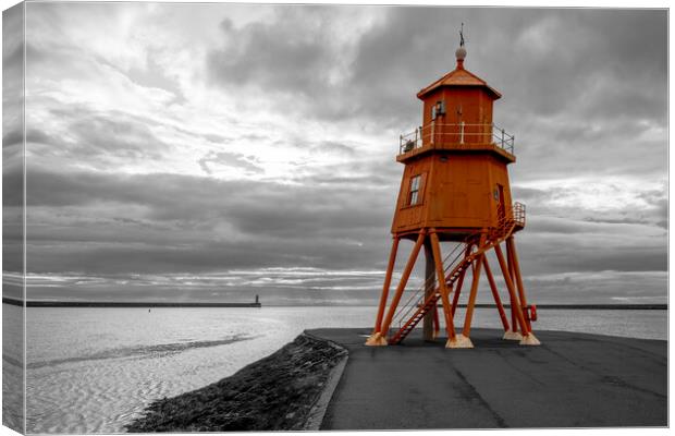 Herd Groyne Lighthouse Canvas Print by Tim Hill