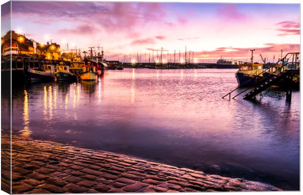Another day start at Scarborough Harbour Canvas Print by Tim Hill