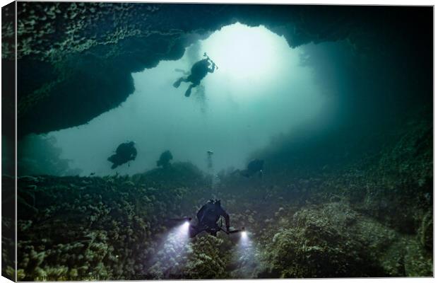 Sula Sgeir Underwater cave Canvas Print by Peter Bardsley
