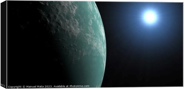 Atmosphere of Exoplanet Kepler 22b in the outer space Canvas Print by Manuel Mata