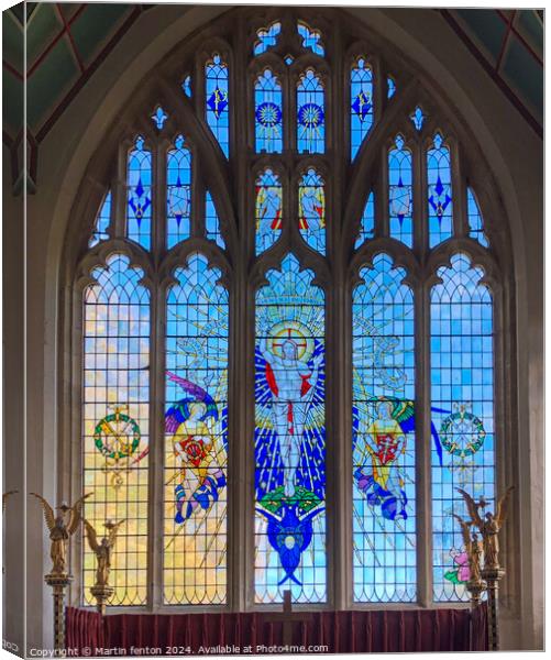 Stained glass window in St Peter and St Paul church Northleach Canvas Print by Martin fenton