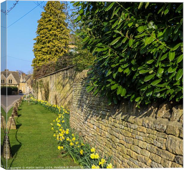 Springtime in Bourton on the water  Canvas Print by Martin fenton